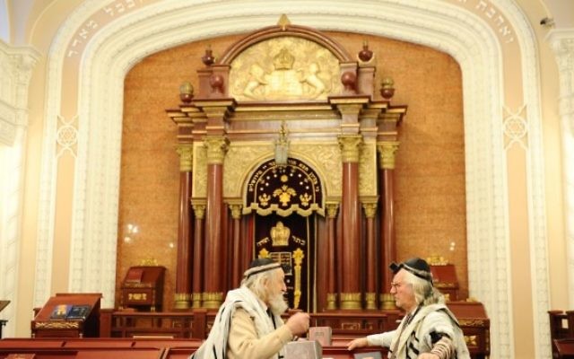 Une synagogue de Kiev, en Ukraine. Illustration. (Crédit : Mendy Hechtman/Flash90) Une synagogue de Kiev, en Ukraine. Illustration. (Crédit : Mendy Hechtman/Flash90)