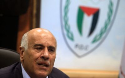 Jibril Rajoub, responsable du Fatah, à Ramallah le 12 février 2014. (Crédit : Nati Shohat/Flash90) Jibril Rajoub, responsable du Fatah, à Ramallah le 12 février 2014. (Crédit : Nati Shohat/Flash90)