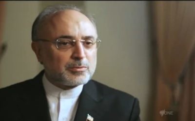 Le directeur de l'agence nucléaire iranienne, Ali Akbar Salehi, en octobre 2012. (Crédit : capture d'écran Youtube/DatelineSBS)