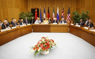 Les négociations de l'Iran avec les P5+1 à Vienne, 19 mars 2014. (Crédit : AFP/Dieter Nagl)