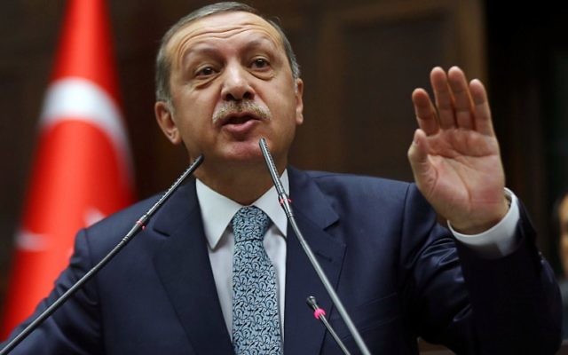 Recep Tayyip Erdogan, 25 février 2014 (Crédit : Adem Altan/AFP Photo) Recep Tayyip Erdogan, 25 février 2014 (Crédit : Adem Altan/AFP Photo)