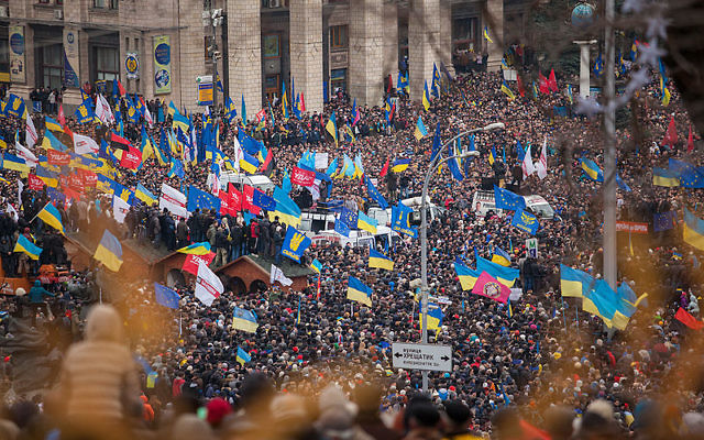 La place Maïdan de Kiev (Crédit : Nwssa Gnatoush/Flickr/CC BY 2.0/Wikimedia commons) La place Maïdan de Kiev (Crédit : Nwssa Gnatoush/Flickr/CC BY 2.0/Wikimedia commons)