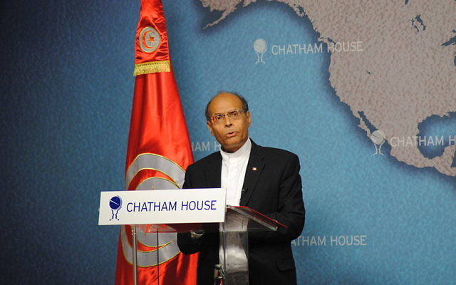 Le président tunisien Moncef Marzouki à Chatham House (Crédit : Chatham House/Flickr/CC BY 2.0)