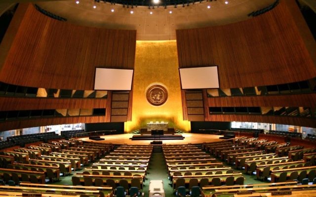 L'assemblée générale de l'ONU à New York (Crédit : CC BY Patrick Gruban/Flickr)