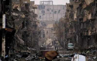 Une rue de Syrie ravagée par la guerre, en 2014. (Crédit : AFP)