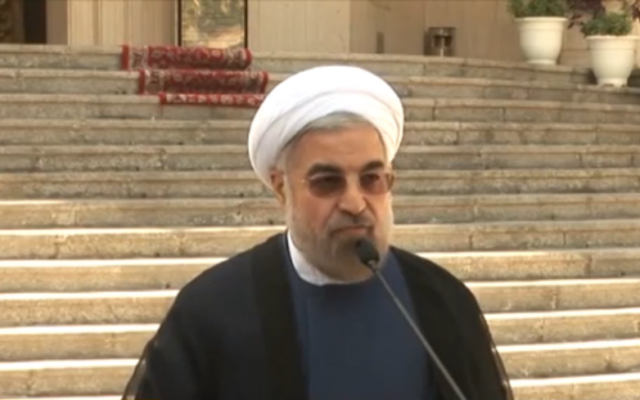 Le président iranien Hassan Rouhani (Crédit : capture d'écran/PressTV) Le président iranien Hassan Rouhani (Crédit : capture d'écran/PressTV)