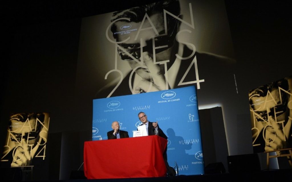 Thierry Frémaux, délégué général du Festival de Cannes  (à droite) et le président du festival Gilles Jacob  (Crédit : Bertrand Guay/AFP)