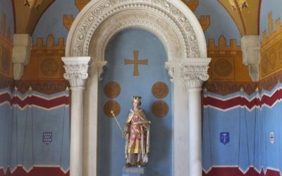Saint-Louis représenté à l'hôpital français Saint Louis à Jérusalem (Crédit : Moti Tufeld)