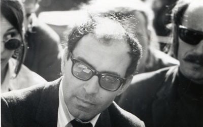 Jean Luc Godard à Berkeley en 1968 (Crédit : Gary Stevens/Wikimedia Commons/CC BY 2.0)