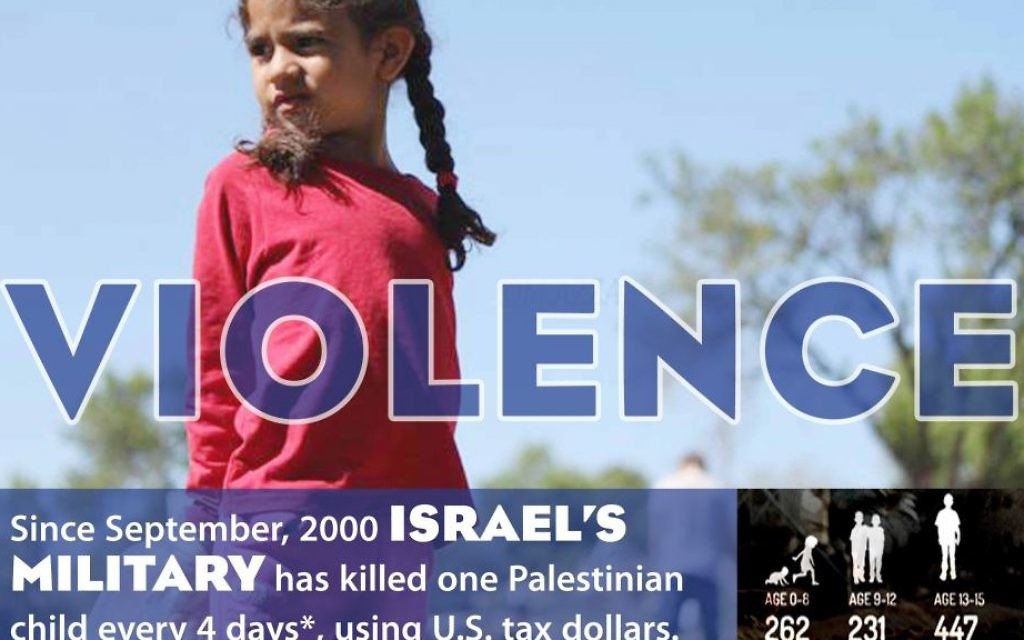 Une des affiches de la campagne anti-israélienne affichéeד dans une station du métro de Boston et financée par "Ads Against Apartheid" (Autorisation : Ads Against Apartheid) Une des affiches de la campagne anti-israélienne affichéeד dans une station du métro de Boston et financée par "Ads Against Apartheid" (Autorisation : Ads Against Apartheid)