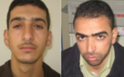Marouane Kawasmeh (à droite) et Amer Abou Eisheh, membres du Hamas à Hébron (Crédit :autorisation)