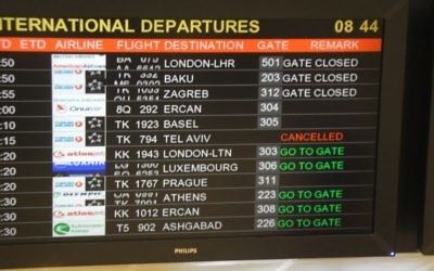 Panneau d'affichage à l'aéroport en Turquie