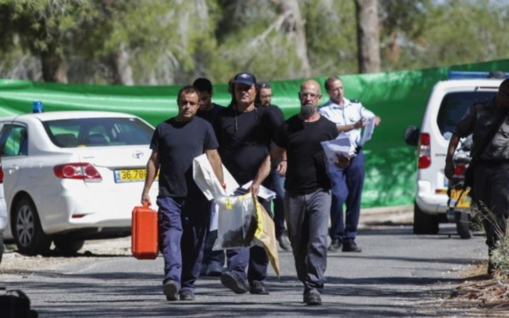Des policiers près de la forêt de Jérusalem (Crédit : Flash 90)