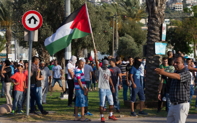 Des manifestants palestiniens à Arara (Crédit : Omar Samir/FLASH90)
