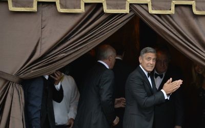 George Clooney à Venise, juste avant son mariage avec Amal Alamuddin - 27 septembre 2014 (Crédit : ANDREAS SOLARO / AFP)