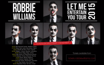 Capture d’écran de la liste des villes de la tournée de Robbie Williams (Crédit : YouTube)