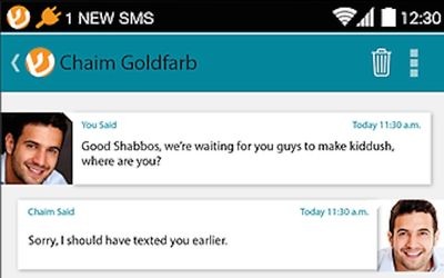 Capture d'écran de la Shabbosapp (Crédit : autorisation)