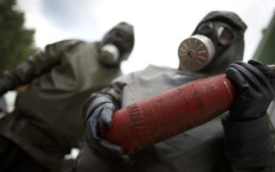 Une manifestation contre l'utilisation des armes chimiques à Munster, au Nord de l'Allemagne (Crédit : AFP PHOTO/ Phillip Guelland)