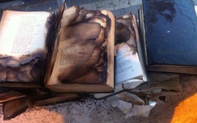 La synagogue internationale de Tel Aviv est vandalisée en signe de protestation contre le projet de loi de l' « Etat juif » le 30 novembre, 2014. (Crédit : autorisation)
