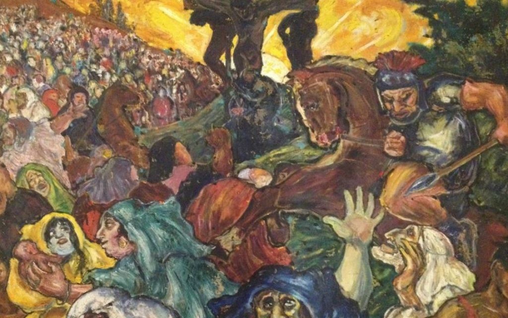 la 'Crucifiction' de Fritz Ascher qui date de 1918, peinture à l'huile sur toile (Crédit : Collection privée)