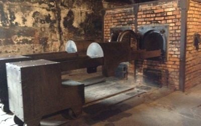 Un four crématorium au musée d'Auschwitz, le 28 janvier 2015. (Crédit : Amanda Borschel-Dan/The Times of Israel)