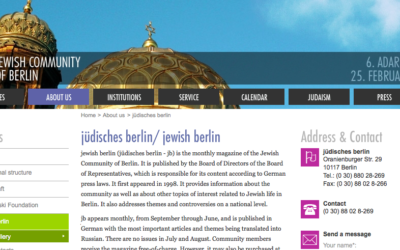 Capture d'écran de la page d'accueil du site du Jüdisches Berlin (Crédit : autorisation)