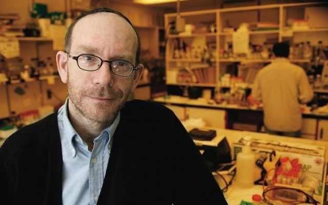 Le chercheur Moshe Szyf à son laboratoire de l'Université McGill, à Montréal. (Crédit : McGill University/JTA)