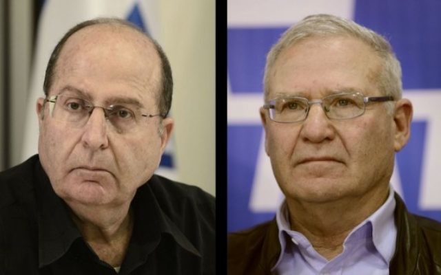 Moshe Yaalon, à gauche, et Amos Yadlin (photo composite: Tomer Neuberg/Flash90)