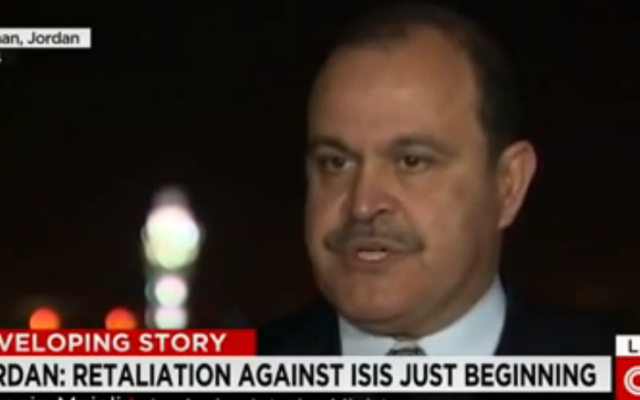 Le ministre jordanien de l'Intérieur Hussein Majali (Crédit : Capture d'écran YouTube/CNN)