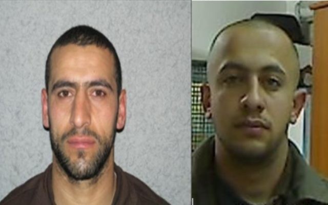 Daud Adwan (à gauche) et Maan Shaer (à droite), qui aurait planifié une attaque contre des soldats en mars 2015 (Crédit : Shin Bet)