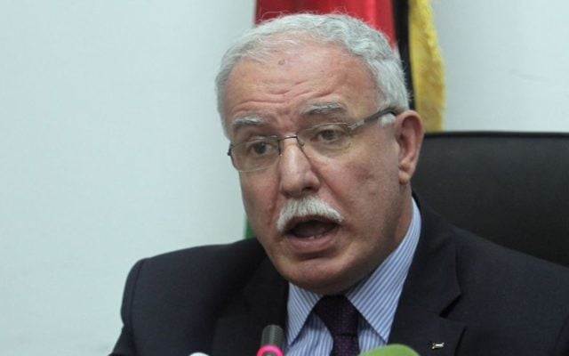 Le ministre de l'Autorité palestinienne des Affaires étrangères, Riyad al-Maliki. (Crédit : Issam Rimawi / Flash90 / File)
