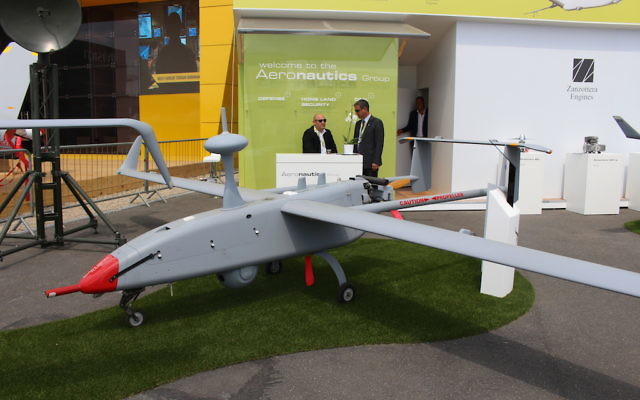 Le drone Aerostar de Aeronautics Ltd (Crédit : Times of Israël Staff) Le drone Aerostar de Aeronautics Ltd (Crédit : Times of Israël Staff)