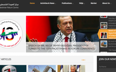 Capture d’écran de la page d'accueil du site Internet de Palestinian Return Centre
