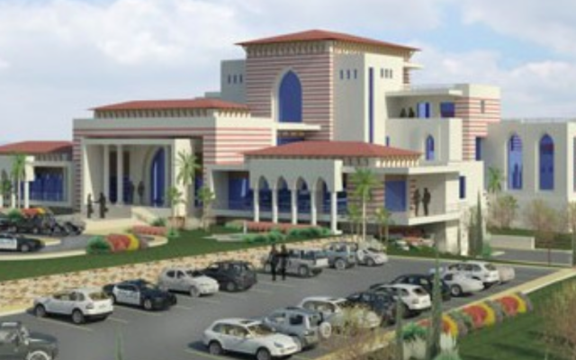 Le palais présidentiel qui devrait être construit près de Ramallah, dans une image générée par ordinateur sur le site du PECDAR, le Conseil économique palestinien pour le développement et la reconstruction. Illustration. (Crédit : capture d'écran) Le palais présidentiel qui devrait être construit près de Ramallah, dans une image générée par ordinateur sur le site du PECDAR, le Conseil économique palestinien pour le développement et la reconstruction. Illustration. (Crédit : capture d'écran)