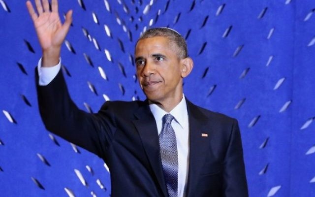 Le président américain Barack Obama prononce un discours lors de la célébration du Mois du patrimoine juif américain à la synagogue Adas Israel , le 22 mai 2015, à Washington (Crédit photo: Chip Somodevilla / Getty Images / AFP)