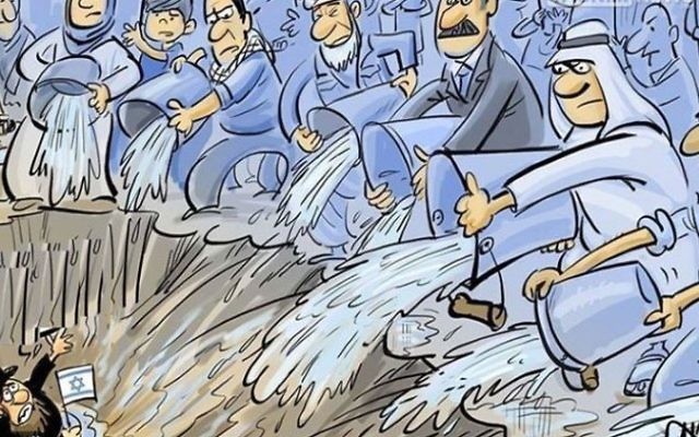 Caricature antisémite et anti-israélienne partagée par un groupe pro-palestinien autrichien sur Facebook