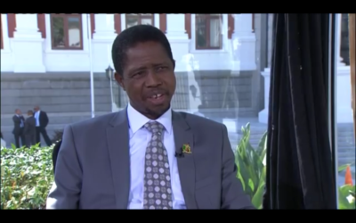 Le président de la Zambie, Edgar Lungu. Crédit : capture d'écran Youtube : President Edgar Lungu's visit to South Africa