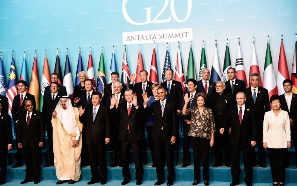 Les dirigeants au sommet du G20, le 15 novembre ,2015 à Antalya. (Crédit : AFP PHOTO / OZAN KOSE)