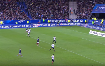 L'équipe de France pendant le match France-Allemagne le 13 novembre (Crédit : Capture d'écran YouTube)