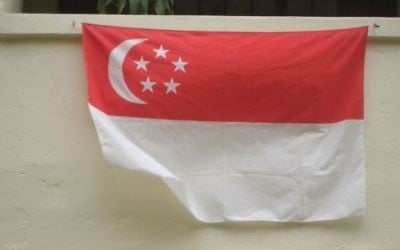 Photo illustrative d'un drapeau de Singapour (CC BY René Modery via Wikimedia Commons)