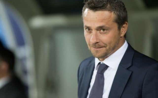 L'entraîneur du Maccabi Tel Aviv  Slaviša Jokanović pendant le match de football du Groupe G de la Ligue des Champions  entre le Maccabi Tel-Aviv et Chelsea au stade  Sammy Ofer à Haïfa le 24 novembre 2015 (Crédit photo: Yonatan Sindel / Flash90)