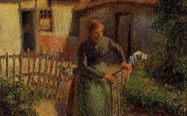 "Bergère rentrant des moutons", Camille Pissarro, 1886. (Crédit : domaine public/Wikimedia Commons) "Bergère rentrant des moutons", Camille Pissarro, 1886. (Crédit : domaine public/Wikimedia Commons)