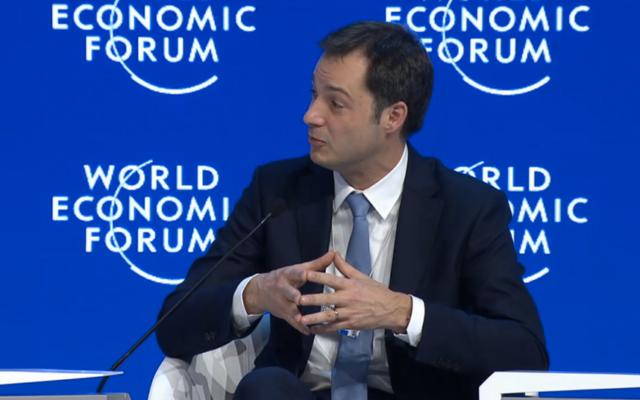 Alexander De Croo au Forum de Davos en 2016 (Crédit : Facebook/Alexander De Croo)