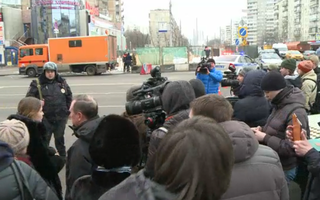 Les alentours de la station de métro Oktyabrskoye à Moscou, le 29 février 2016 (Crédit : Capture d’écran AFP) Les alentours de la station de métro Oktyabrskoye à Moscou, le 29 février 2016 (Crédit : Capture d’écran AFP)