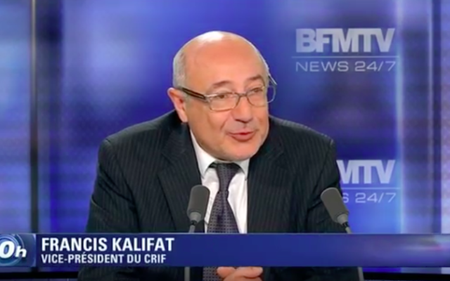 Francis Kalifat en juillet 2014. (Crédit : Capture d’écran YouTube/Crif/BFMTV)