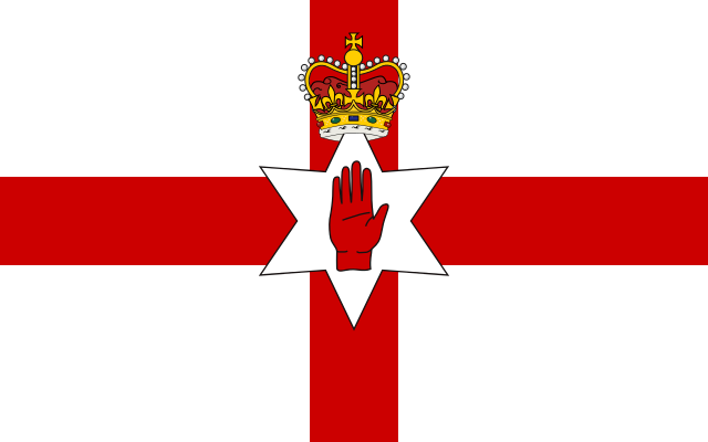 Le drapeau de l'Irlande du Nord à partir de 1953 (Crédit : Domaine public/Wikimedia)