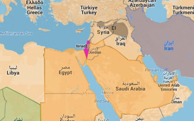 Carte du Moyen-Orient (Crédit : Jcall) Carte du Moyen-Orient (Crédit : Jcall)