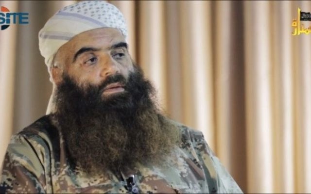 Le porte-parole du front al-Nosra Radwan Nammous, nom de guerre Abu Firas al-Suri. (Crédit : SITE/capture d'écran) Le porte-parole du front al-Nosra Radwan Nammous, nom de guerre Abu Firas al-Suri. (Crédit : SITE/capture d'écran)
