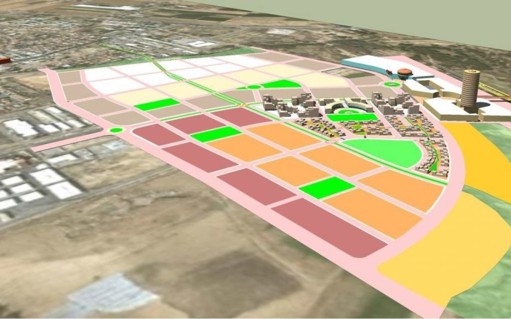 Une tentative de plans pour le quartier Noah, dans la petite ville de Ofakim dans le nord du Néguev (Crédit : autorisation) Une tentative de plans pour le quartier Noah, dans la petite ville de Ofakim dans le nord du Néguev (Crédit : autorisation)