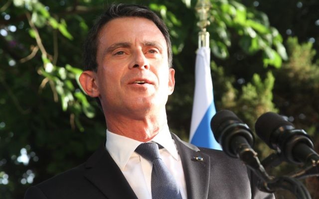 Manuel Valls, le 22 mai à Tel Aviv (Crédit : Marine Crouzet/ Ambassade de France en Israel)